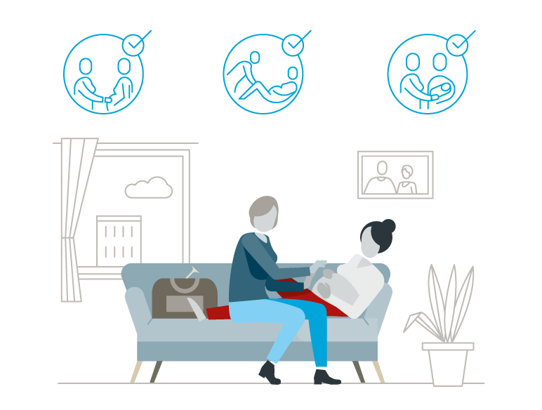 Die Knappschaft zeigt die Aufgaben und Funktionen einer Hebamme während und nach der Schwangerschaft.