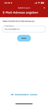Eingabefeld für die E-Mail-Adresse. Eingabefeld für die E-Mail-Adresse.