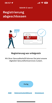Wenn die Registrierung erfolgreich war, kann die GesundheitsID für die digitalen Gesundheitsservices genutzt werden. Wenn die Registrierung erfolgreich war, kann die GesundheitsID für die digitalen Gesundheitsservices genutzt werden.